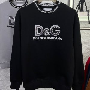 First Copy Dolce & Gabbana Metallic Crown Jacquard Sweatshirt Jet Black Front