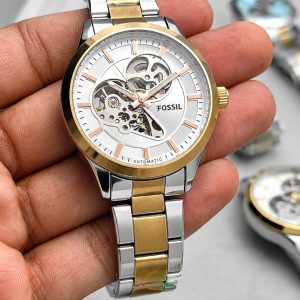 First Copy Fossil Townsman Skeleton Automatic Two-Tone Gold White Dial