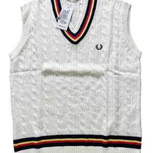 First Copy Fred Perry Sleeveless Sweater in White