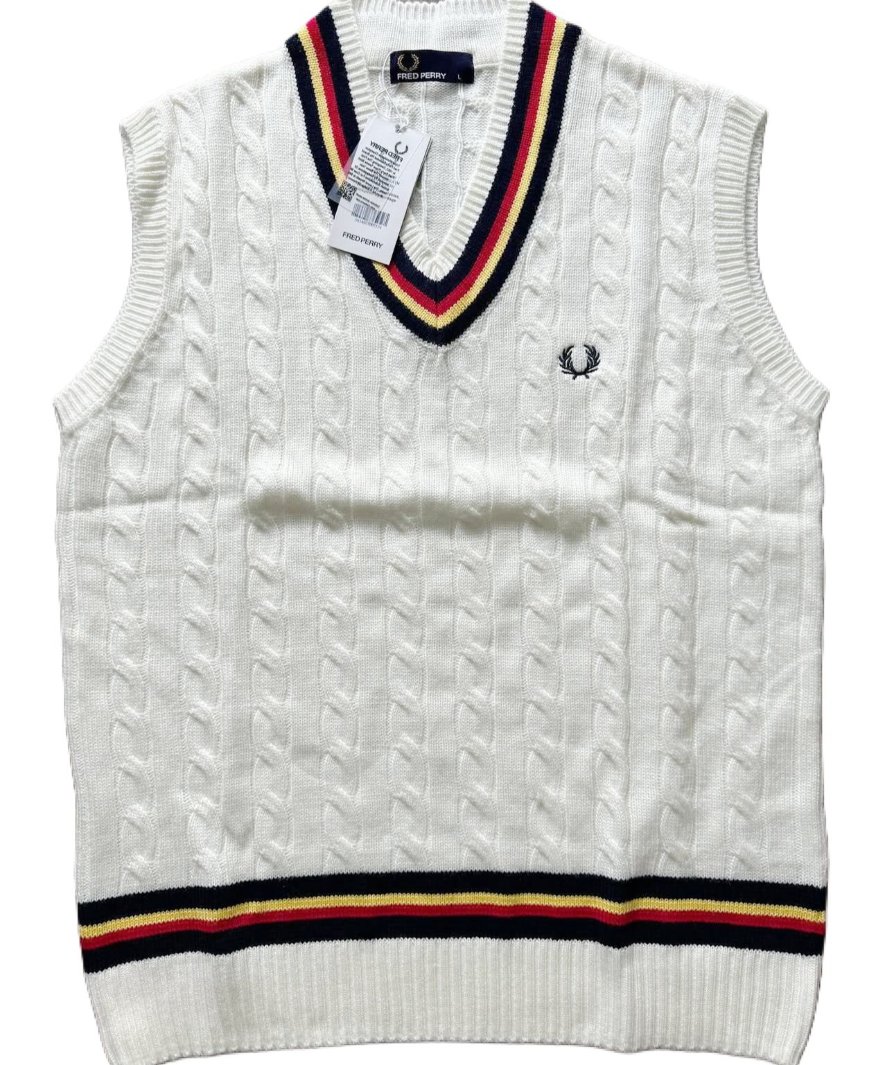 First Copy Fred Perry Sleeveless Sweater in White