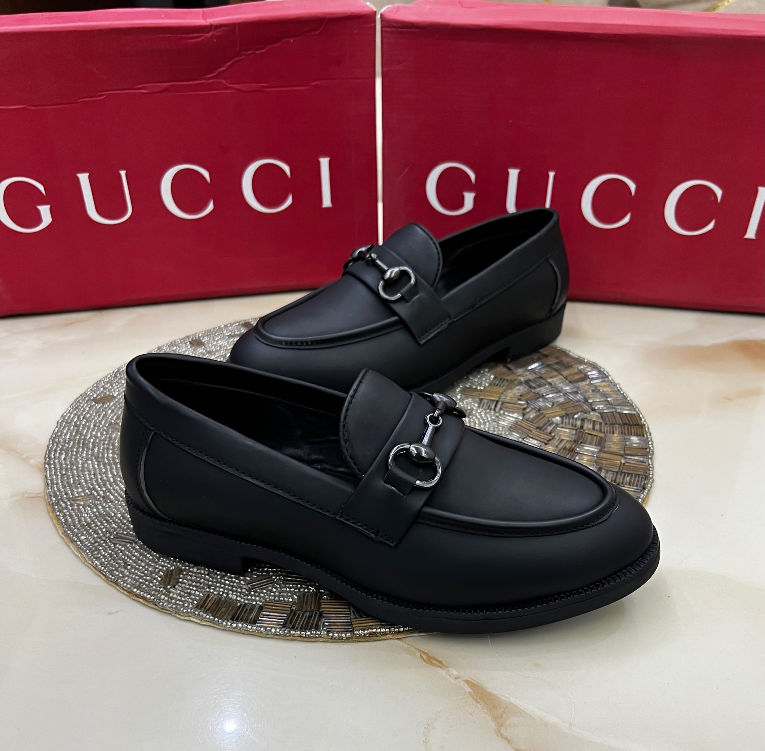 First Copy Gucci Horsebit Matte Black Leather Formal Loafers
