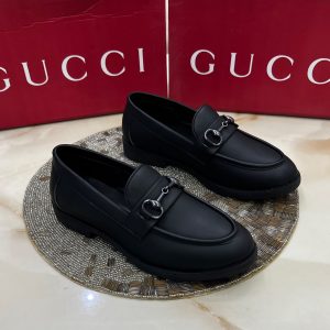 First Copy Gucci Horsebit Matte Black Leather Formal Loafers