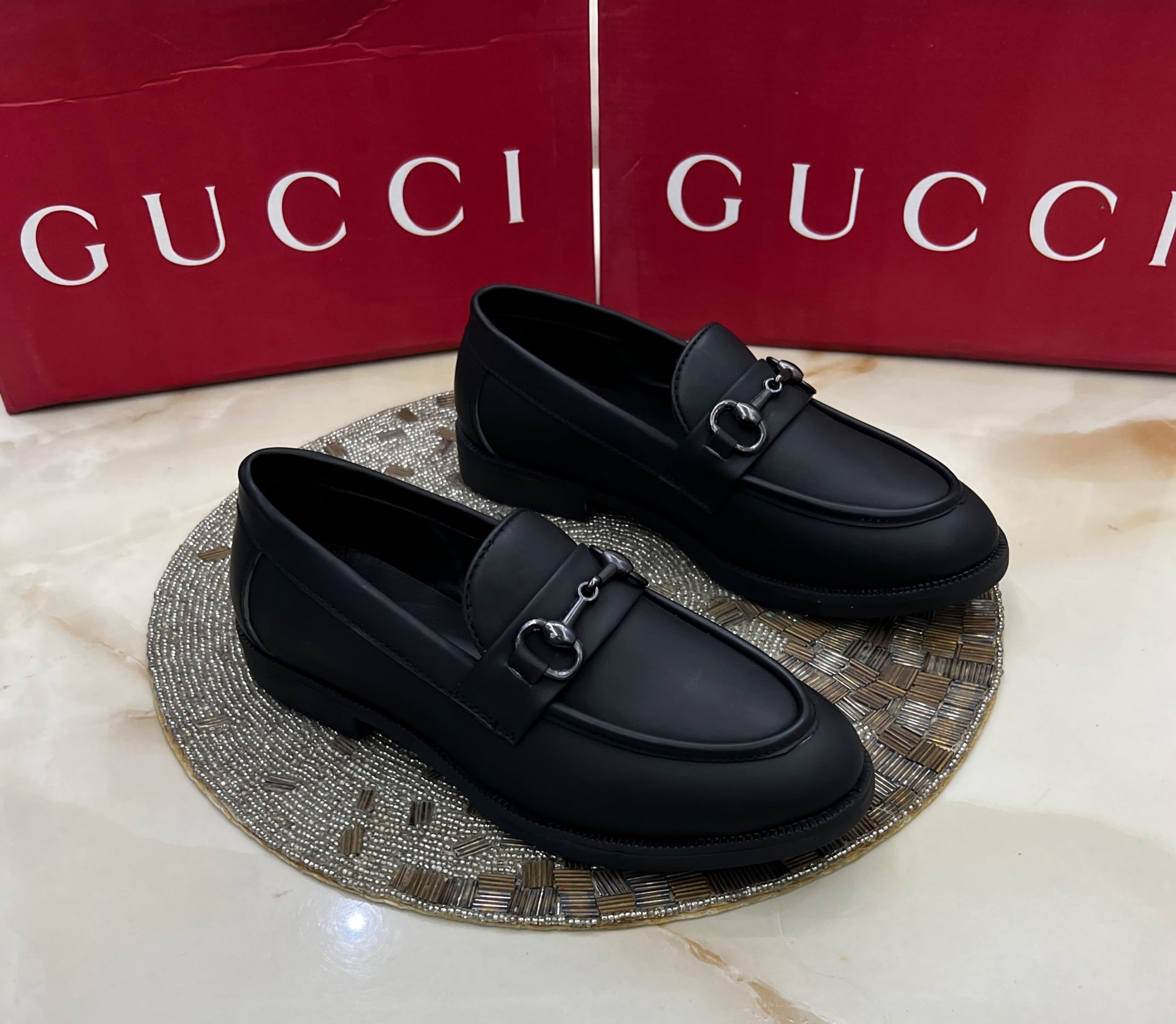 First Copy Gucci Horsebit Matte Black Leather Formal Loafers