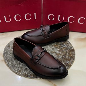 First Copy Gucci Horsebit Burnished Brown Leather Formal Loafers