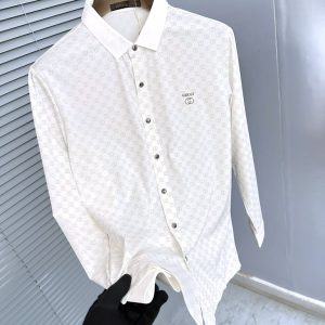 First Copy Gucci Stitchless Monogram Full Sleeves Shirt in White