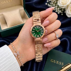 First Copy Guess G-Link Ladies Watch in Rose Gold with Green Dial