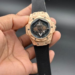 First Copy Hublot Big Bang Sang Bleu Watch in Rose Gold Black Dial