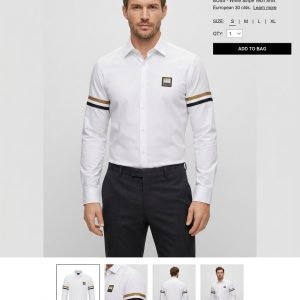 First Copy Hugo Boss Cotton Lycra Long Sleeve Shirt