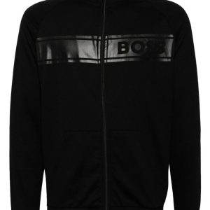 First Copy Hugo Boss Flocked Striped Tracksuit Jet Black Front
