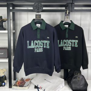 First Copy Lacoste Tipped Collar Zip Sweatshirt Navy Blue Green