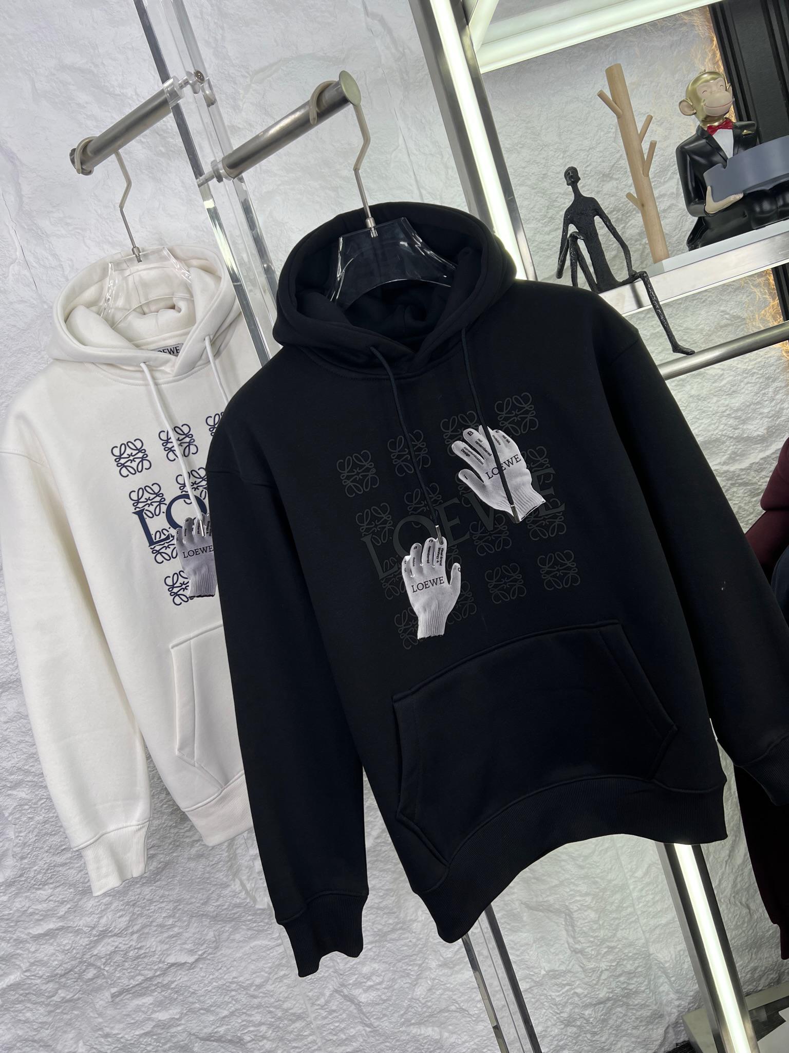 First Copy Loewe Anagram Gel HD Fleece Hoodie Black