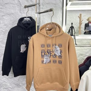 First Copy Loewe Anagram Gel HD Fleece Hoodie Camel Tan