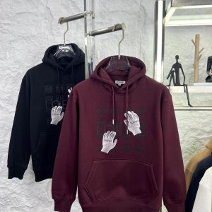 First Copy Loewe Anagram Gel HD Fleece Hoodie Wine Burgundy