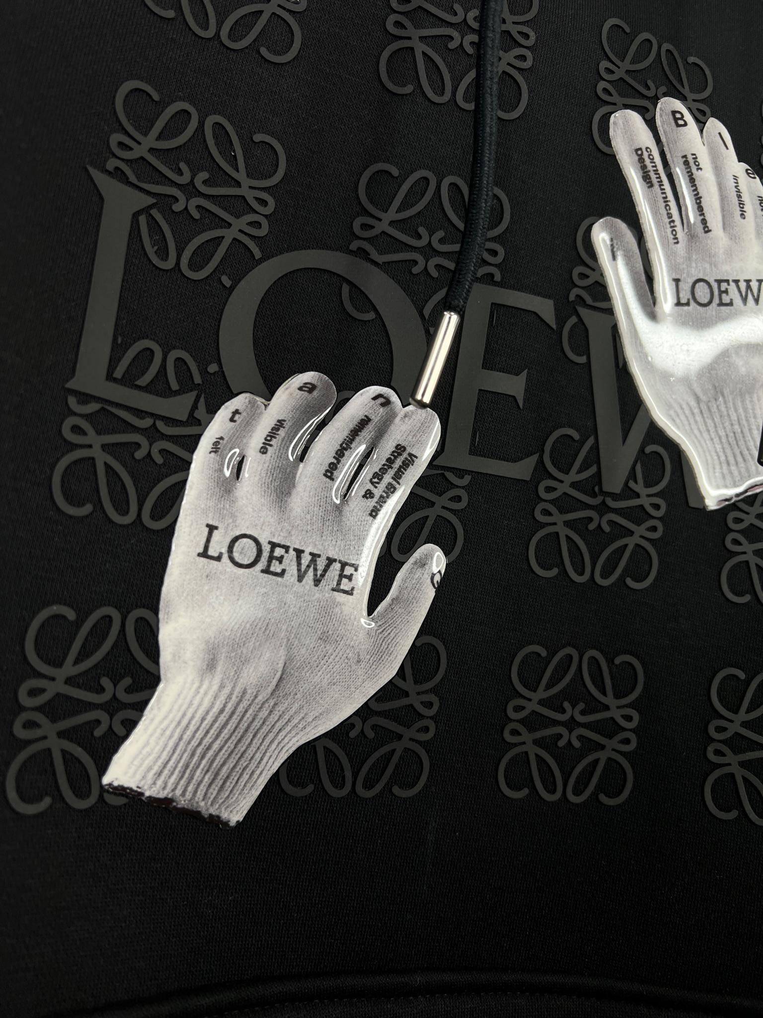 First Copy Loewe Black Hoodie Back Detail