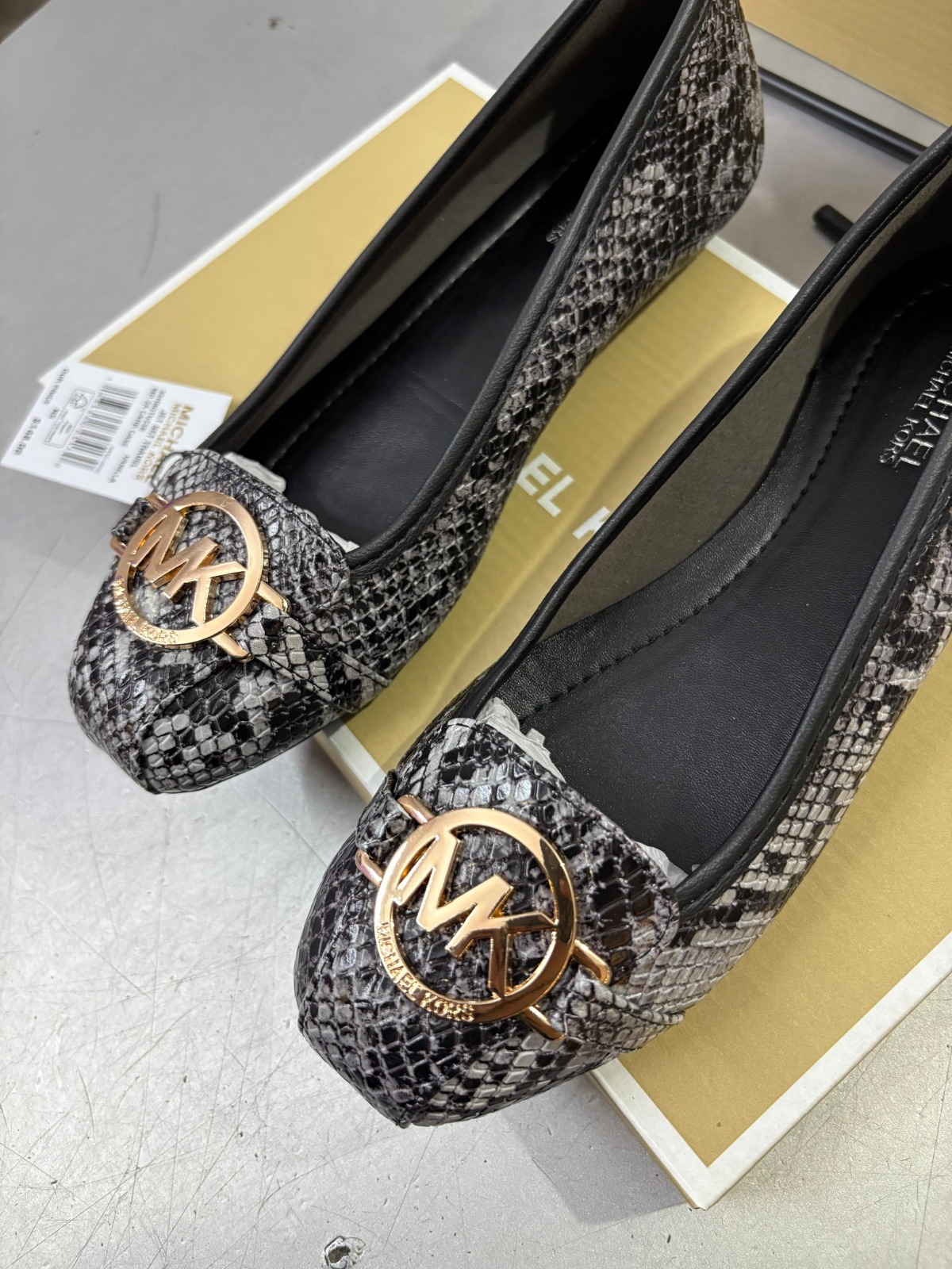 First Copy Michael Kors Python Print Leather Ballerinas for Women