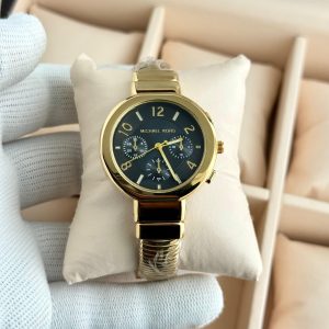 First Copy Michael Kors Gramercy Gold Bangle Watch in Black Dial