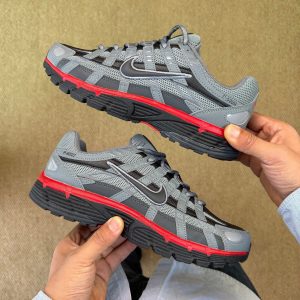 First Copy Nike P-6000 Trainer Shoes in Metallic Grey Red Black