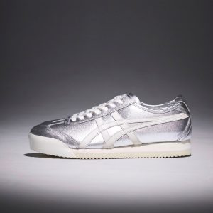 First Copy Onitsuka Tiger Mexico 66 PF Platform Shoes in Pure Silver