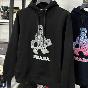 First Copy Prada Toothbrush 3D Embroidery Hoodie Olive Green