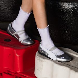 First Copy Puma Speedcat Ballet Shoes in Metallic Silver