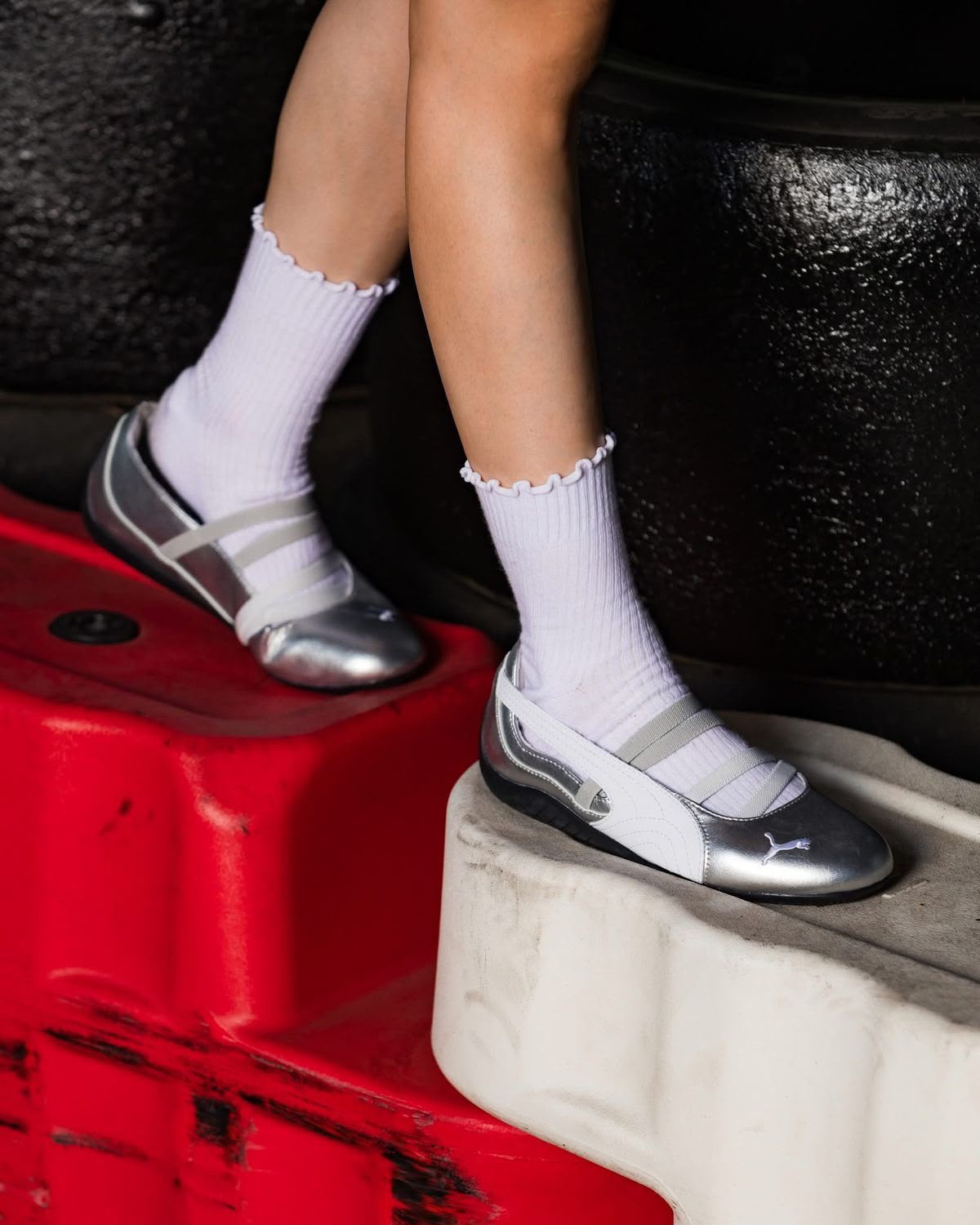 First Copy Puma Speedcat Ballet Shoes in Metallic Silver