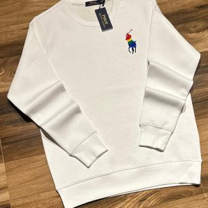 First Copy Ralph Lauren Rainbow Pony Heavy Fleece Sweatshirt White