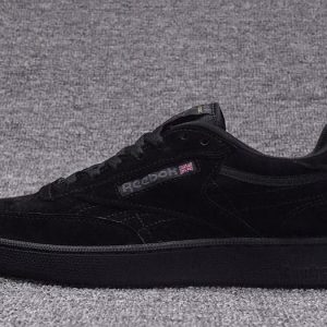 First Copy Reebok Classic Club C Shoes in Triple Black Suede