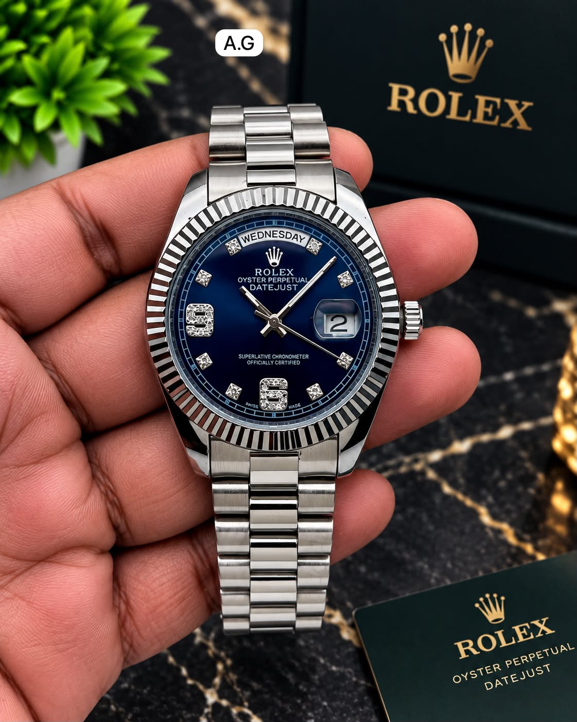 First Copy Rolex Oyster Perpetual Day-Date Quartz Watch in Two Tone