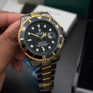First Copy Rolex Datejust Two Tone Engraved Luxury Watch