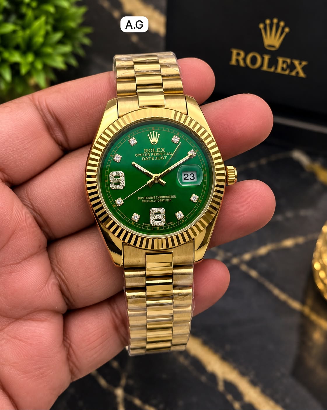 First Copy Rolex Oyster Perpetual Day-Date Quartz Watch in Two Tone
