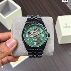 First Copy Rolex Land-Dweller Fluted Bezel All Black Automatic Watch Front