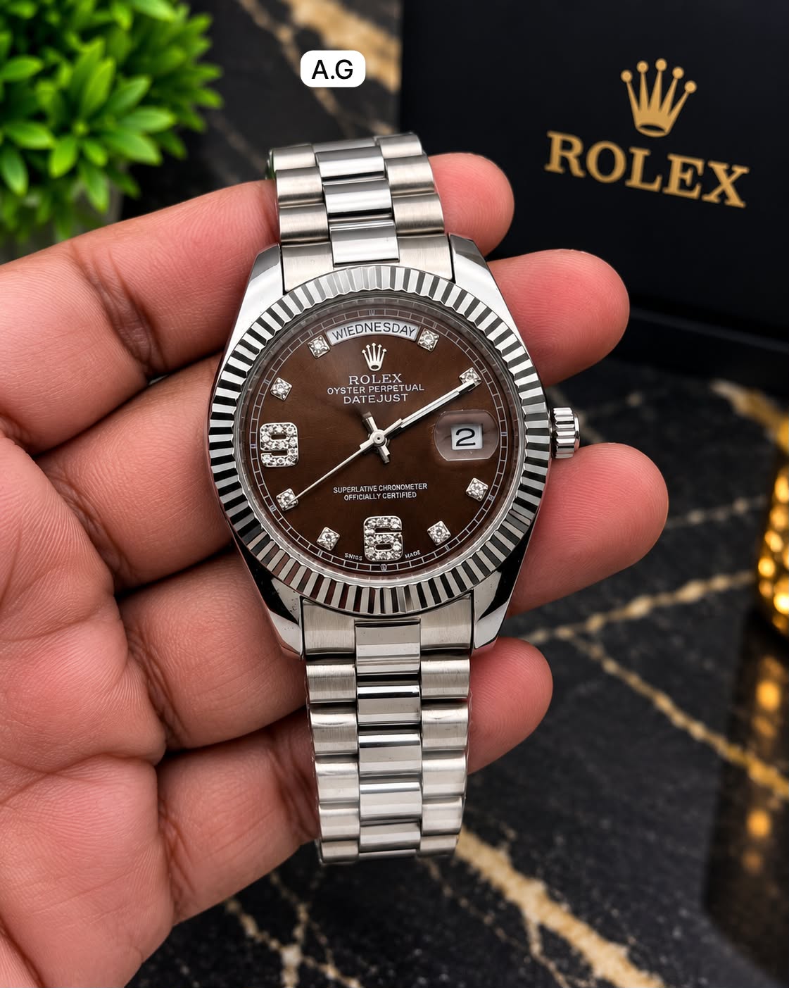 First Copy Rolex Oyster Perpetual Day-Date Quartz Watch in Two Tone