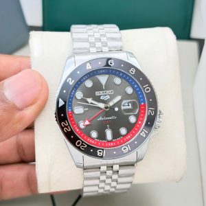 First Copy Seiko 5 GMT Quartz Watch Pepsi Blue Red Bezel Jubilee