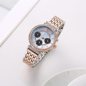 First Copy Swarovski Passage Chronograph Two-Tone Watch Ice Blue Dial Front