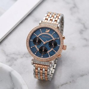 First Copy Swarovski Passage Chronograph Two-Tone Watch Royal Blue Dial