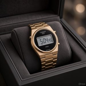 First Copy Tissot PRX Digital Watch in Rose Gold and Black Glass