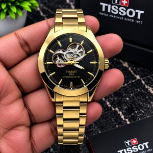 First Copy Tissot PRX Open Heart Automatic Gold Watch Black Dial