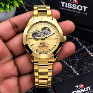 First Copy Tissot PRX Open Heart Automatic Gold Watch Champagne Gold Dial