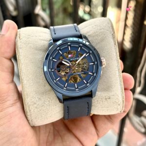 First Copy Tommy Hilfiger Skeleton Automatic Watch in Midnight Blue