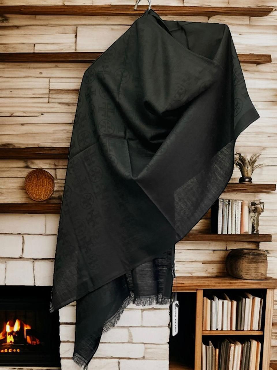 First Copy Tory Burch Off-White Semi-Woollen Stole Scarf