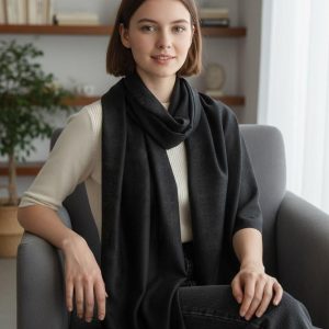First Copy Tory Burch Off-White Semi-Woollen Stole Scarf