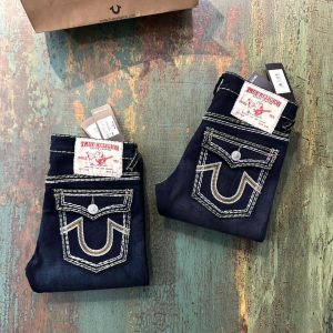 First Copy True Religion Section Joey Row Flap Pocket Jeans Dark Indigo