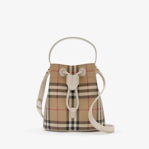 First Copy Burberry Mini Check Bucket Bag Front View