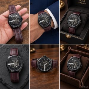 First Copy Emporio Armani Automatic Skeleton Watch Front View
