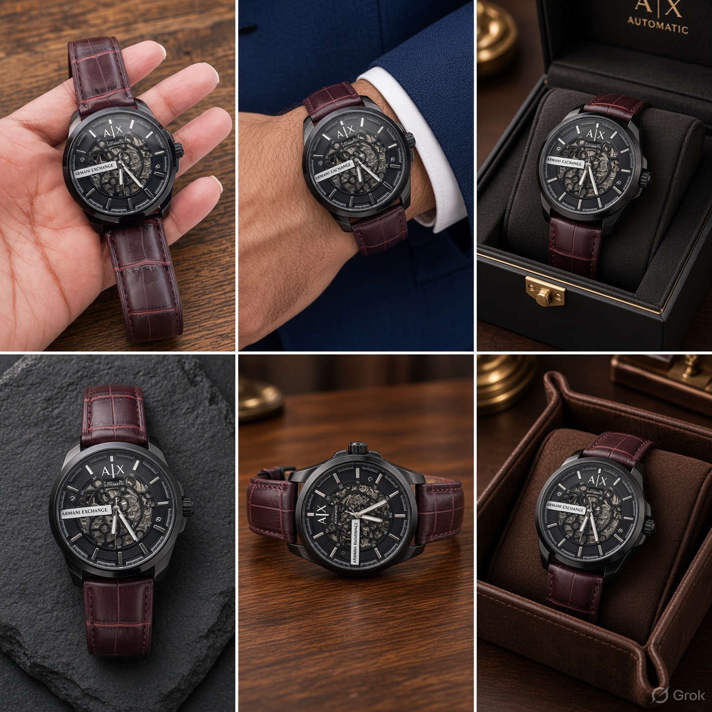 First Copy Emporio Armani Automatic Skeleton Watch Front View