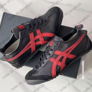 First Copy Onitsuka Tiger Mexico 66 Black Red Sneakers Pair View