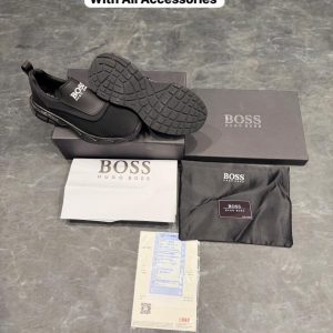 First Copy Hugo Boss Sneakers Black Gold Pair View