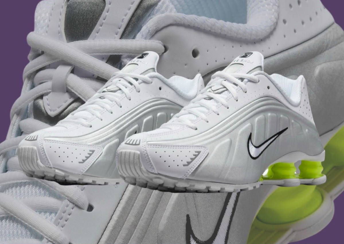 First Copy Restock Nike Shox R3 White Metallic Neon