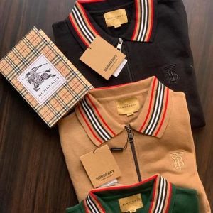 First Copy Burberry Half Zip Knitted Sweaters Self Knit Fabric