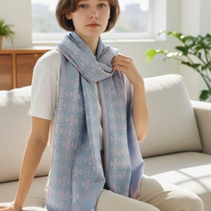 First Copy Tory Burch Off-White Semi-Woollen Stole Drape Yourself In